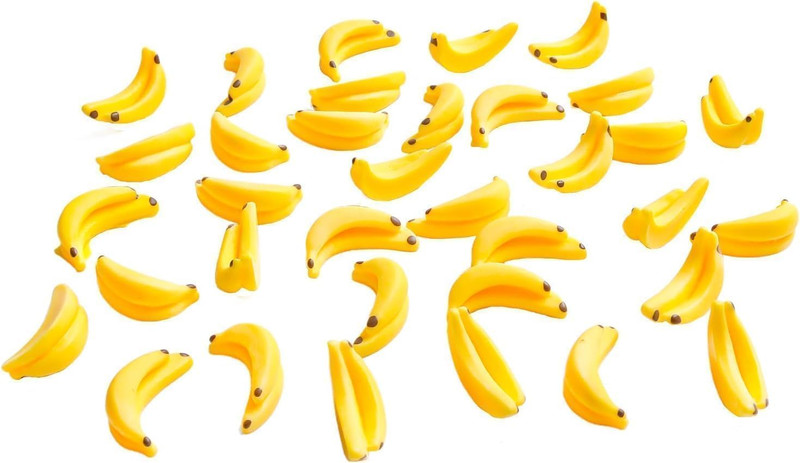 30Pcs Yellow Mini Plastic Artificial Bananas 1/12 Scale Dollhouse Accessories, R