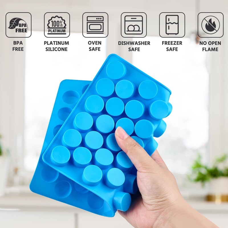 4 PCS Silicone Gummy Candy Molds, 55 Cavities Non-Stick Round Molds for Small Ha gallery