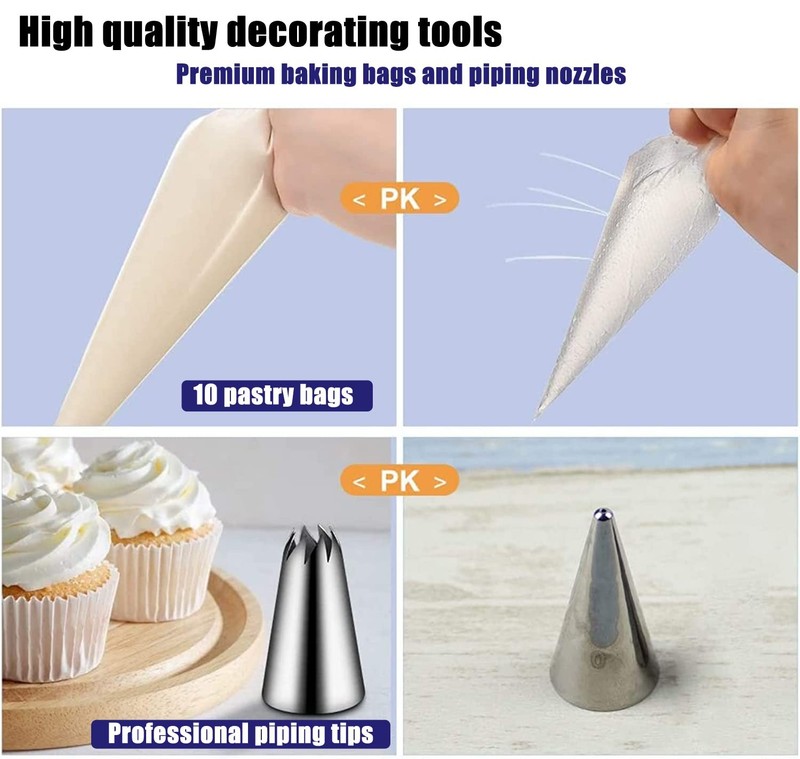 22pcs Piping Nozzle Set Stainless Tips Bags Couplers Cake Decorating Kit gallery