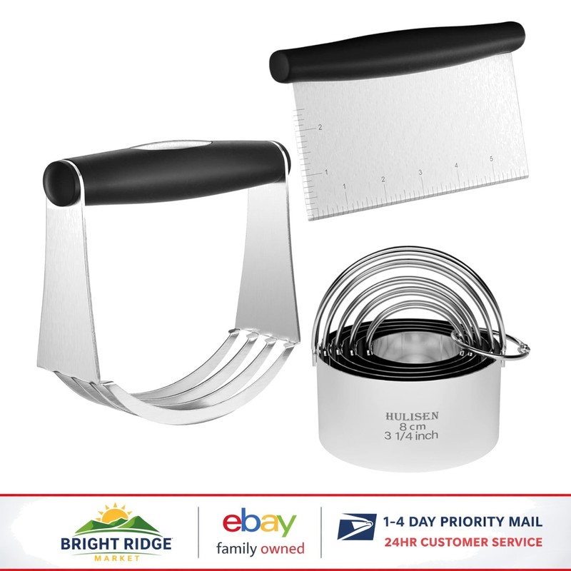 Stainless Steel Biscuit Cutter Set with Pastry Scraper & Dough Blender Tools