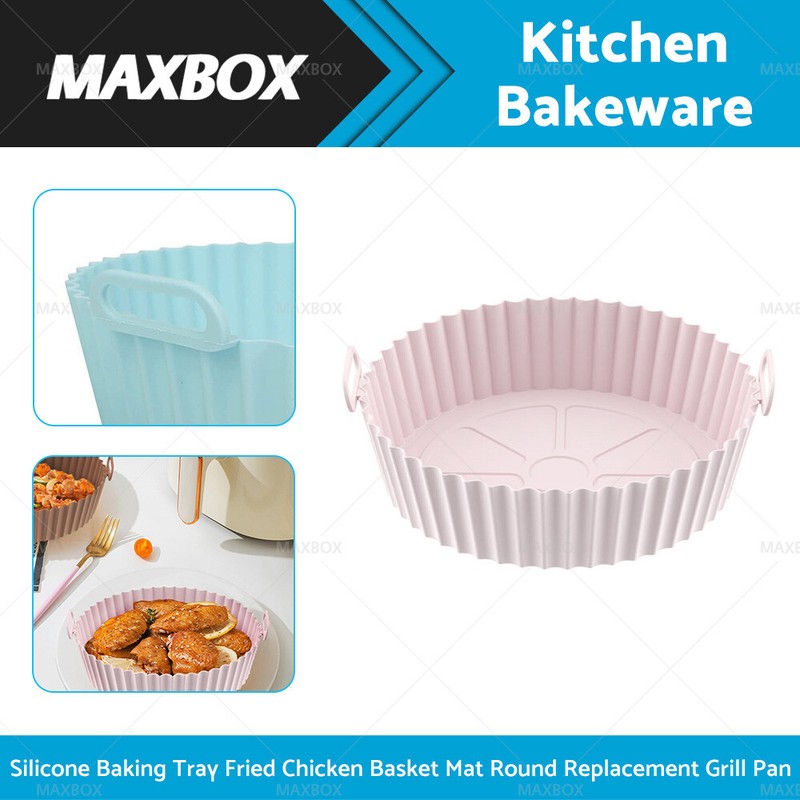 Air Fryer Silicone Baking Tray Grill Pan Non-Stick Reusable Pot Mat