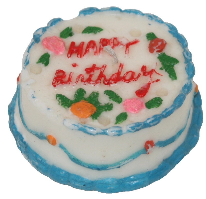 Happy Birthday 3-D Decorated Cake Candle Candleholder 4″ Diameter x 1.5″ High