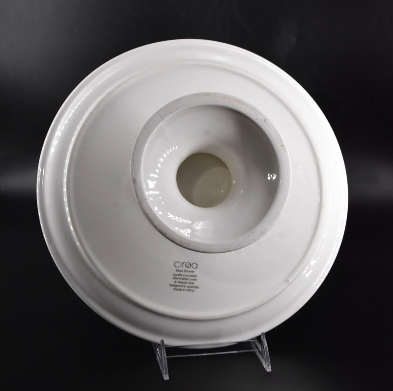 Ciroa BLUE FLOWER Porcelain Pedestal Cake Plate Stand Large Floral 12.25" gallery