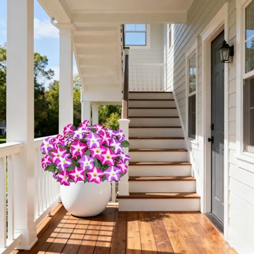 Artificial Outdoor Flowers UV Resistant Faux Petunias Silk Flower Purple Red gallery