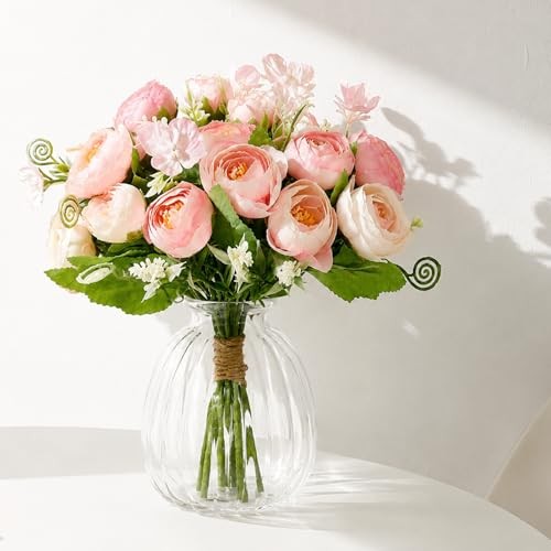 Tea Rose Artificial Flower Bouquet Packs Faux Silk Mini Roses Flowers 2 Pink gallery