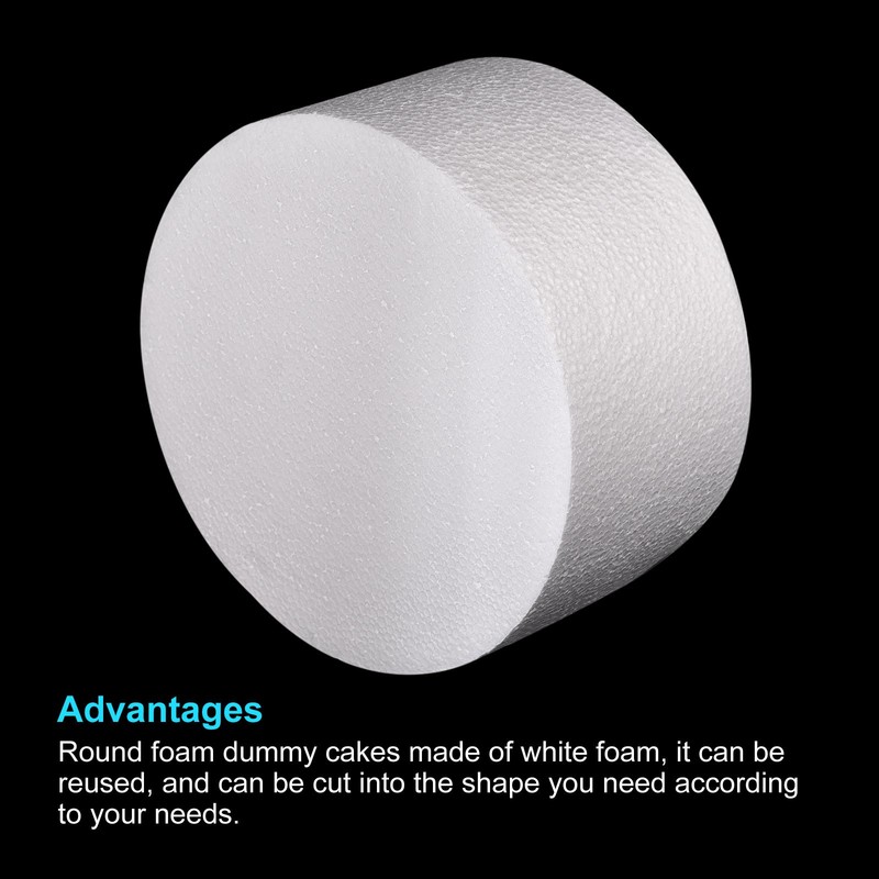 Round Foam Cake Dummy 4 Inch x 8 Inch Circle Dummy Cake Set White gallery