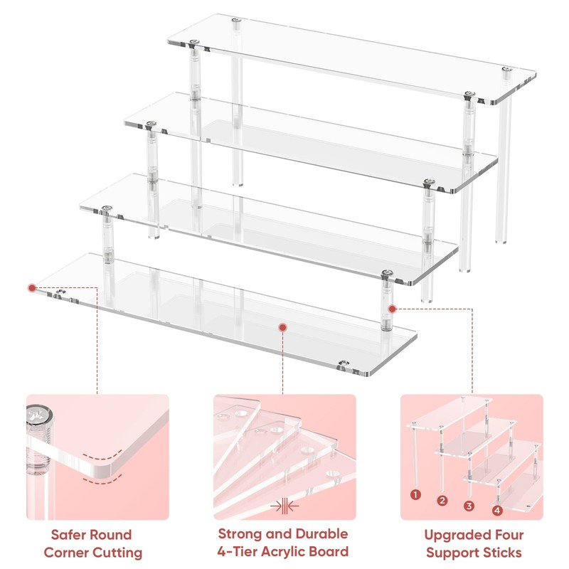 Large Clear Acrylic 4 Tier Riser, Perfume Display Stand, Cupcake Holder, Clear gallery