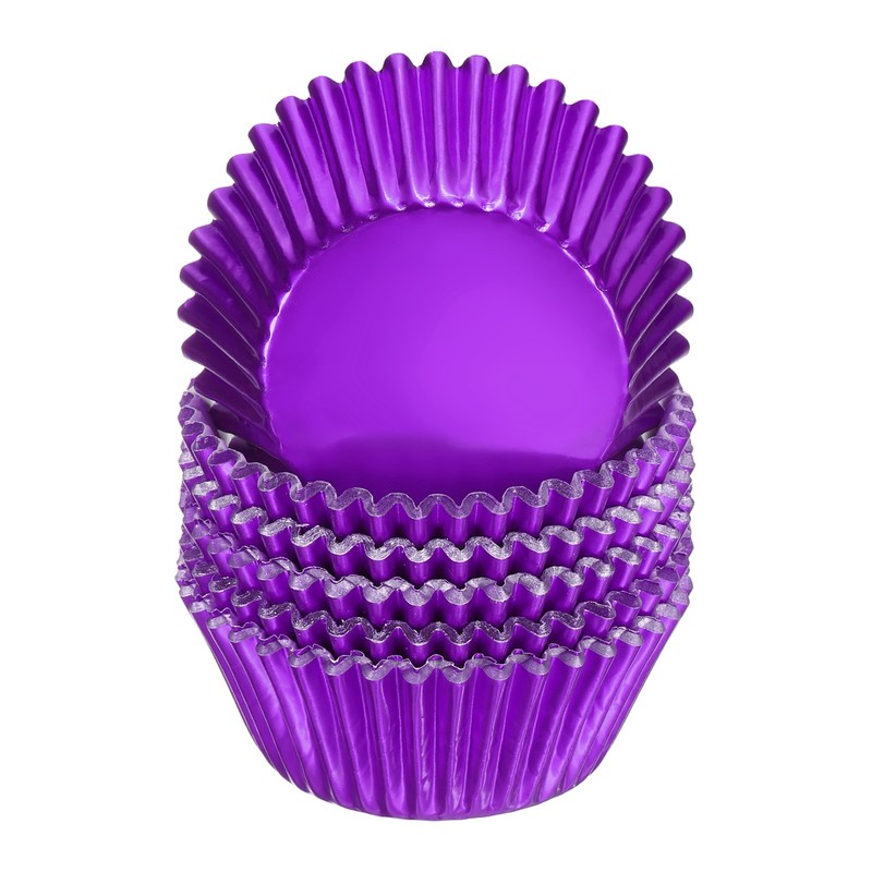 100 Count Purple Foil Muffins Cupcake Liners Standard Size Baking Cups