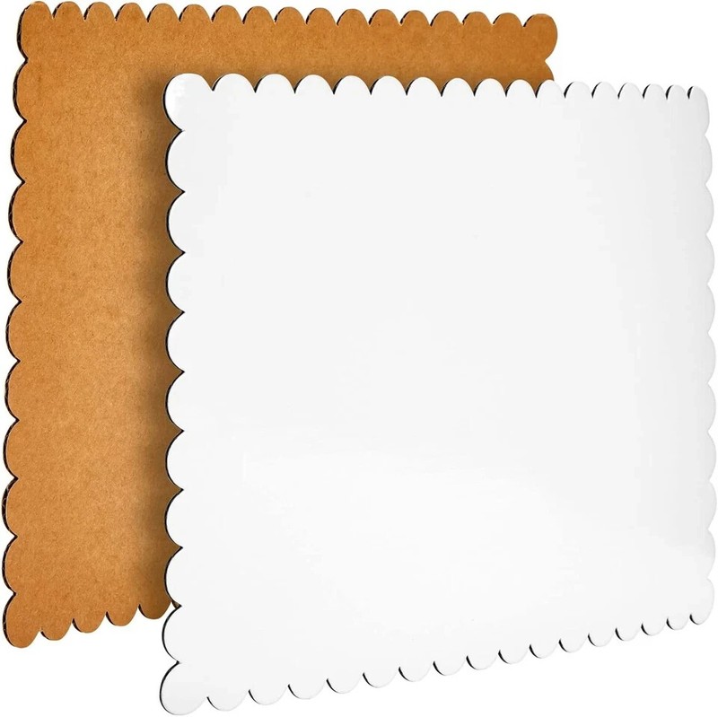 White Foil Cake Boards, Scalloped Rectangle Dessert Base (14 X 10 In, 25 Pack) gallery
