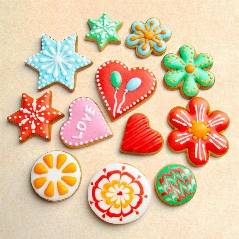Stainless Steel Cookie Cutters Set of 12 Pieces Heart Star Flower Round Shapes gallery