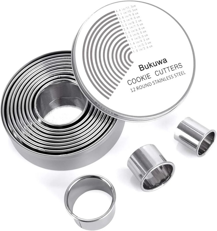12 Pieces Round Cookie Biscuit Cutter Set,Graduated Circle Pastry Cutters,18/8 S