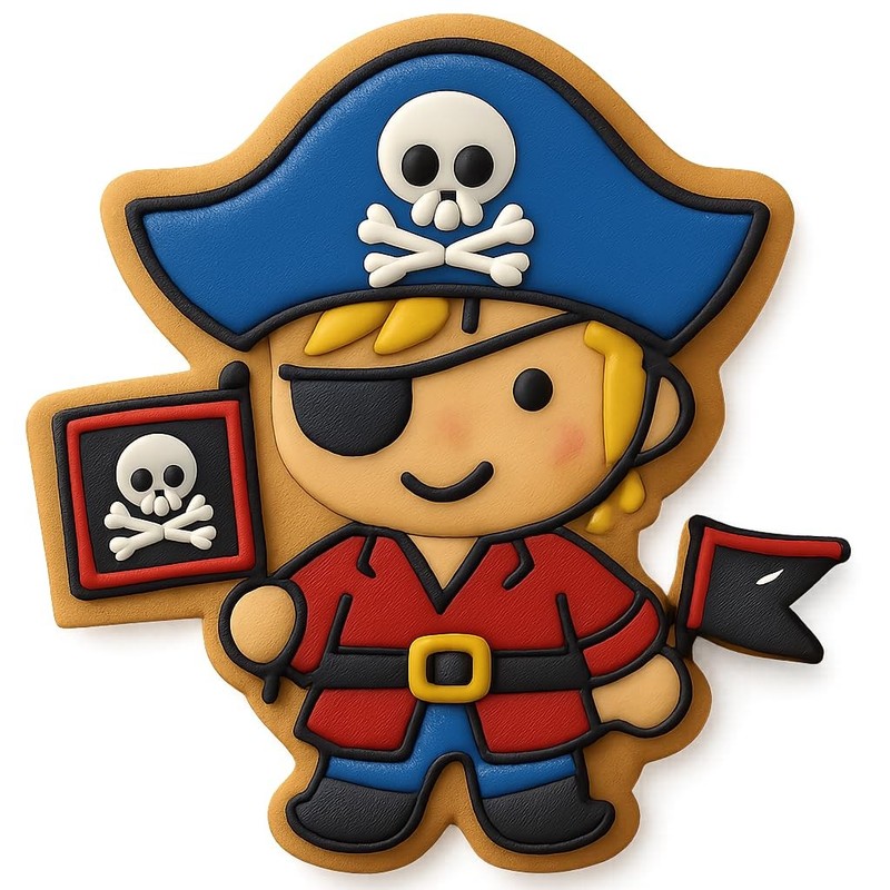 Chibi Pirate with Jolly Roger Cookie Cutter & Stamp, Fondant & Clay - 4x3.2 gallery