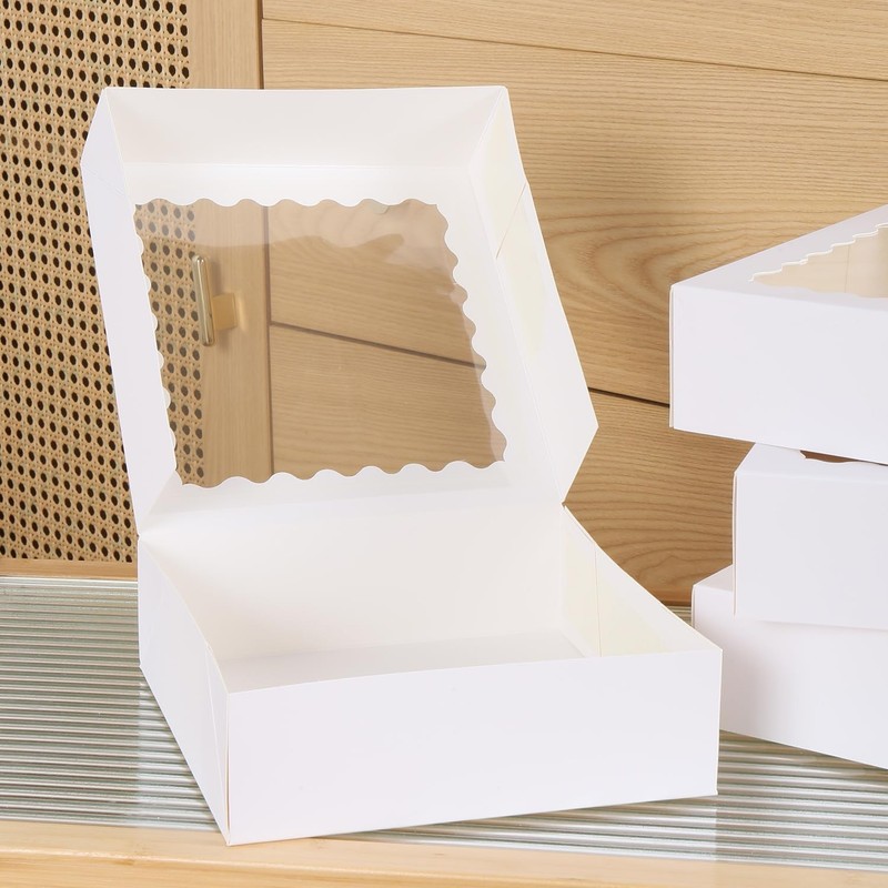 24 pcs White Pie Boxes,12x12x3 Inch Auto-Popup Bakery Boxes with Window Donut... gallery