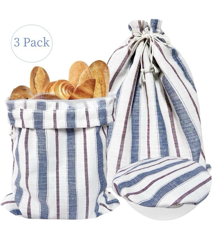 3Pack Reusable Bread Bags for Homemade Sourdough and Proofing Bowl Cover, Kee... gallery