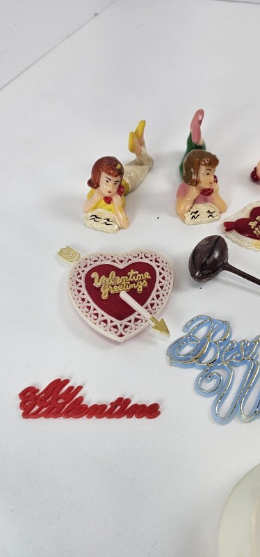 Lot Vintage Plastic Cake Toppers Picks Best Wishes Ballerina Valentine Golf gallery