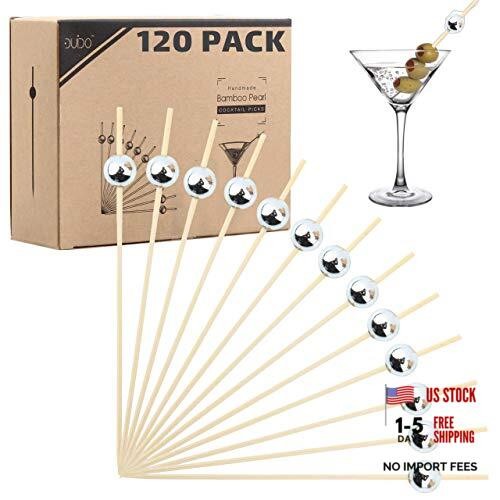 Cocktail Picks – (Pack) 4.75 Inch Pearl Toothpicks for Appetizers, 120 Silver