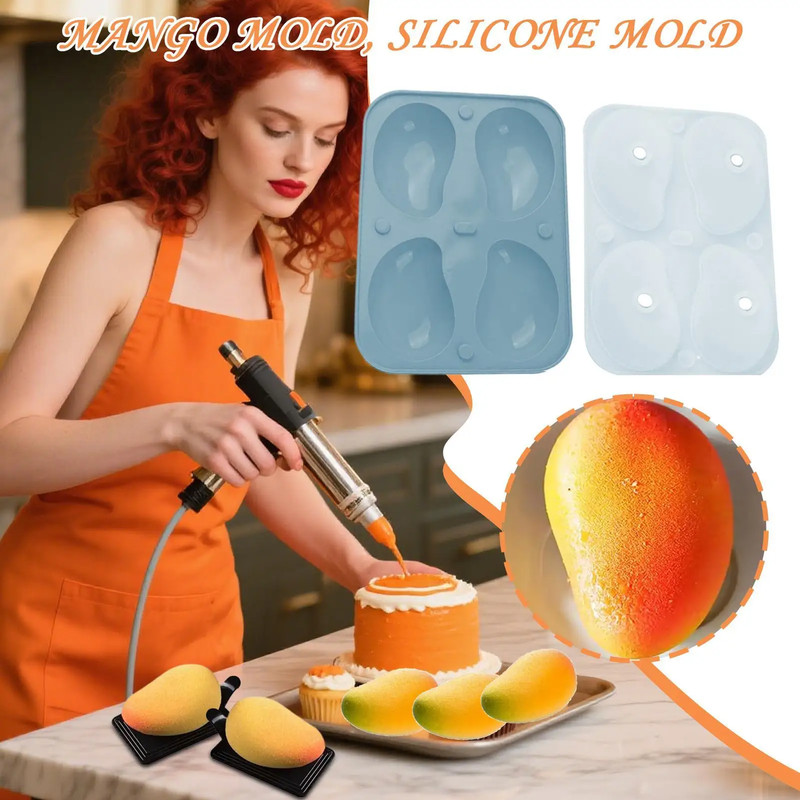 3D Mango Silicone Mold 4-Cavity Food Grade Mousse Cake Molds Kitchen Baking Tool gallery
