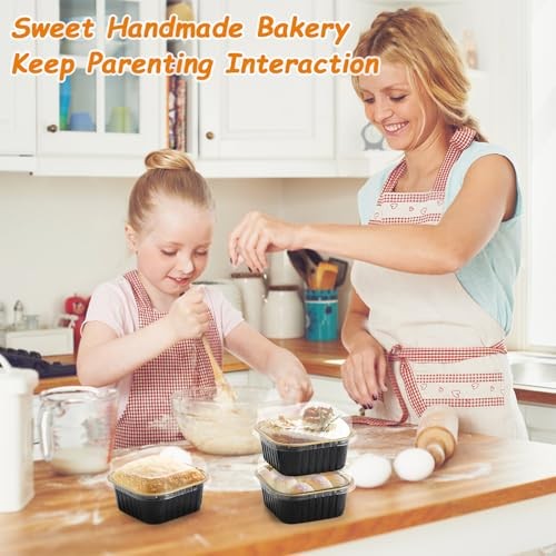 Mini Square Baking Cups with Lids, 50 Pcs 5oz Aluminum Foil Gold & Black gallery