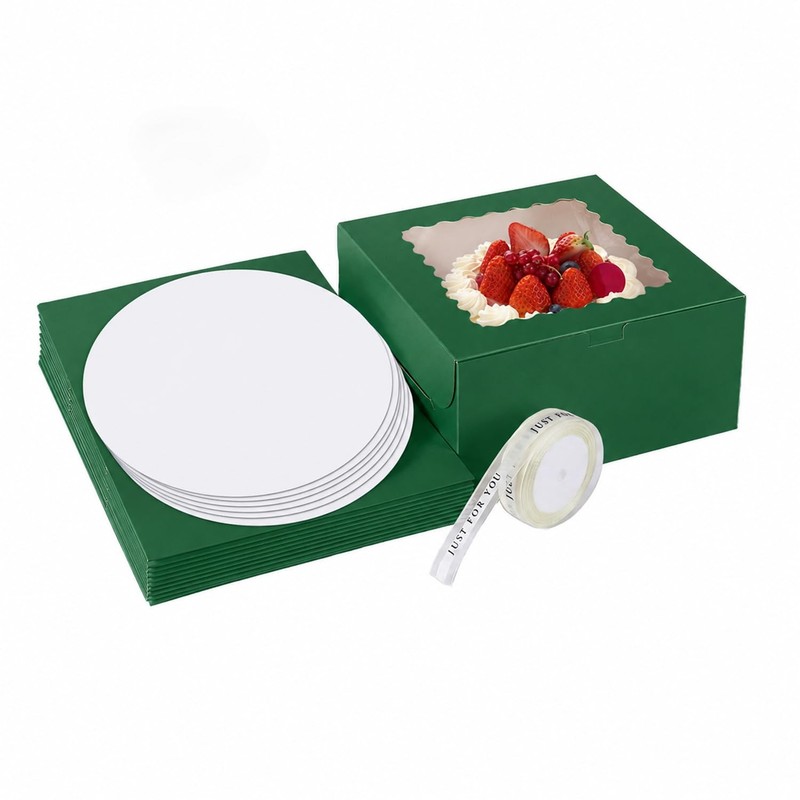 16pcs 10x10x5 Inches Cake Boxes,8pcs Green Boxes and 8pcs Boards,Cajas Pastel…