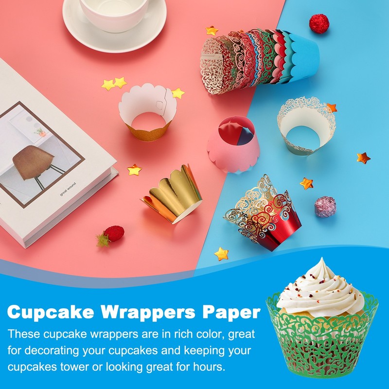 Cupcake Wrappers Paper, 50 Pack Baking Cups Standard Vine Decor, Dark Green gallery