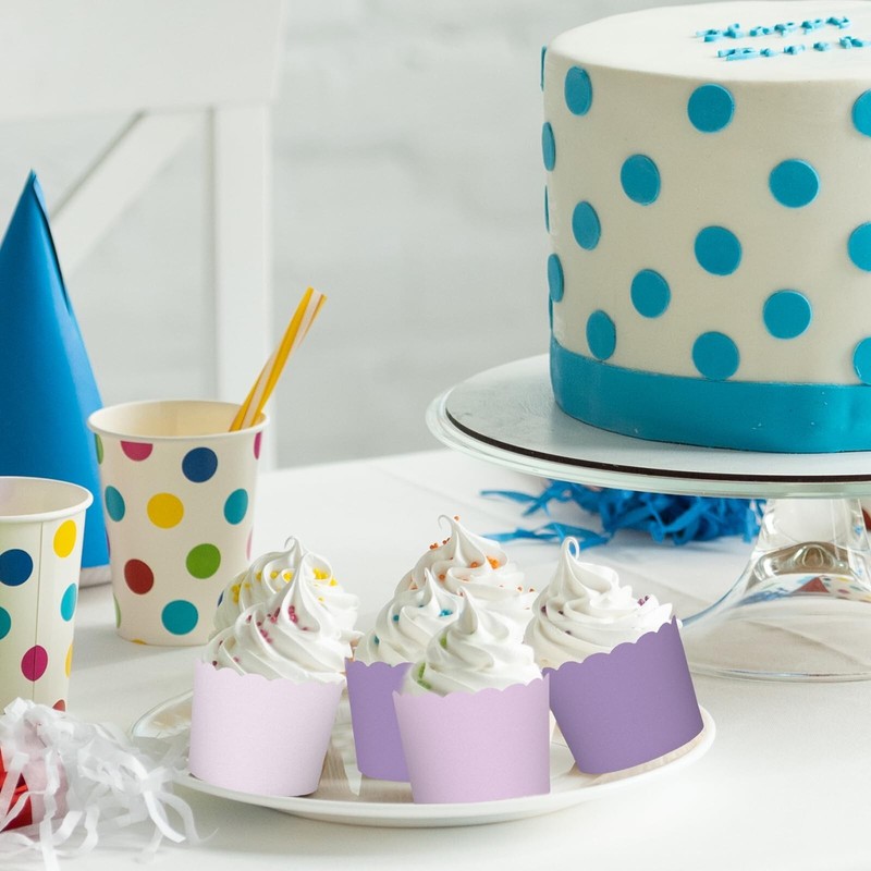 Whaline 120Pcs Purple Paper Baking Cups Scalloped Edge Cupcake Wrappers Gradi... gallery