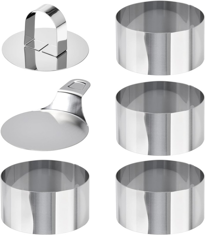 Round Cake Ring Mold Set, 3″ Crumpet Rings, Stainless Steel Dessert Cooking