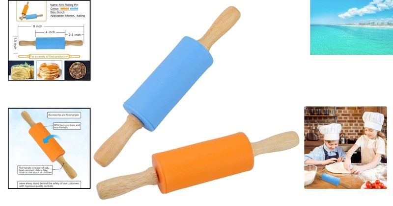 9 Inch Mini Rolling Pin Set - Safe & Fun Baking Tools for Kids & Parents gallery