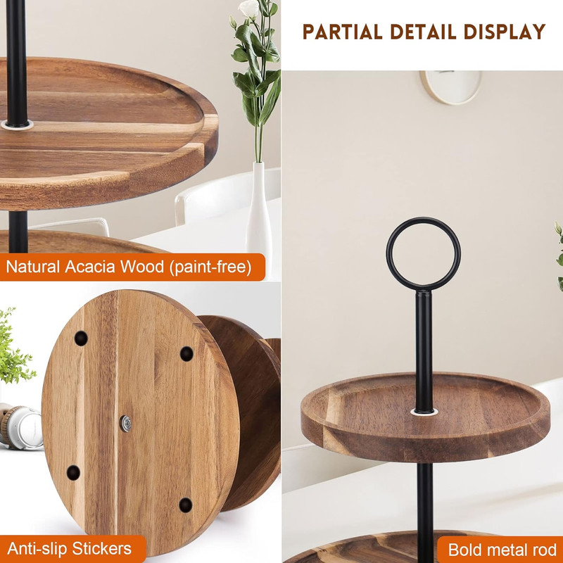 3 Tier Cupcake Stand, Wood Tiered Serving Tray Cupcake Tower, Serving Stand Disp gallery
