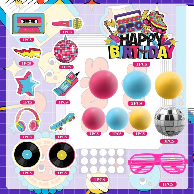 26 PCS 80s Cake Decorations 80s 90s Cake Toppers Retro 1980s Hip Hop Cake gallery