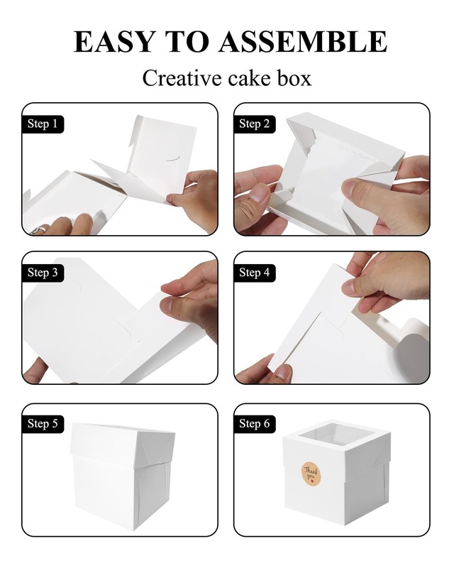 15 PCS 6x6x6 Inch Mini Cake Boxes Square Bakery Window Pastry Cupcake Party gallery