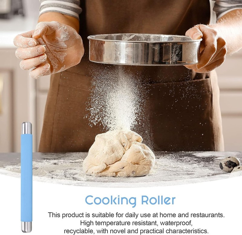 Rolling Pin Dough Roller for Baking with Thickened Non Stick Silicone Metal H... gallery