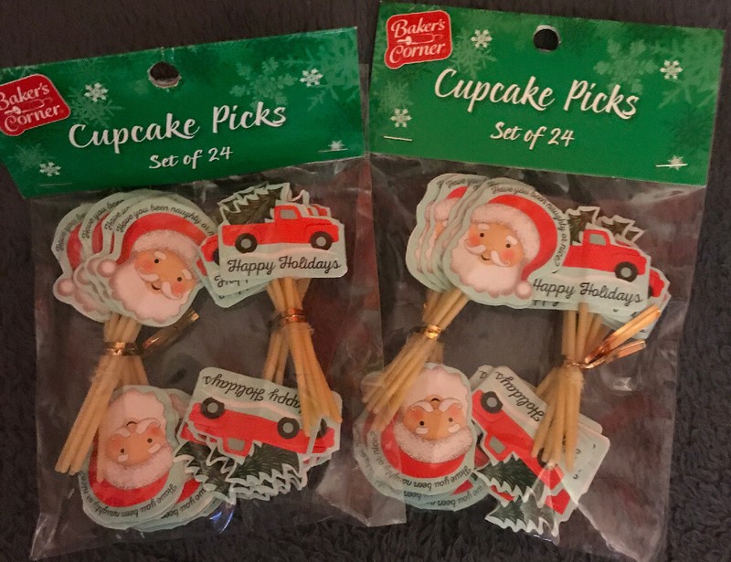 Holiday Cupcake Picks Bakers Corner 2 Sets Of 24 Santa’s Face And Red Truck gallery