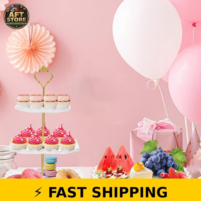PinCute 5 Pcs Dessert Display Set - 3 Tier Cupcake Stand & Tray gallery