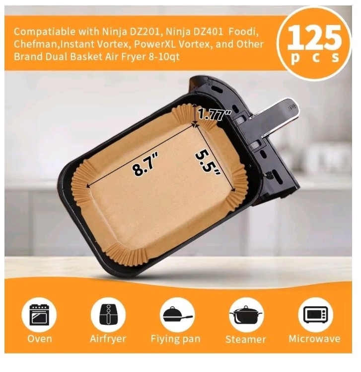 Non-Stick Oil-Proof Waterproof Air Fryer Parchment Liners 125 Brown 8.7x5.5 gallery