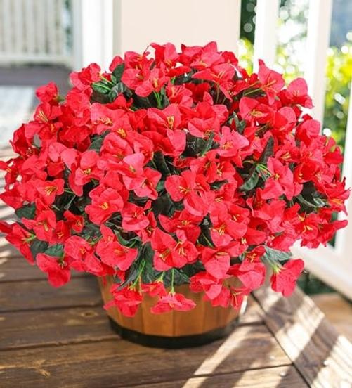 Bougainvillea Artificial Flowers for Outdoors Faux Plants Spring Summer Red gallery