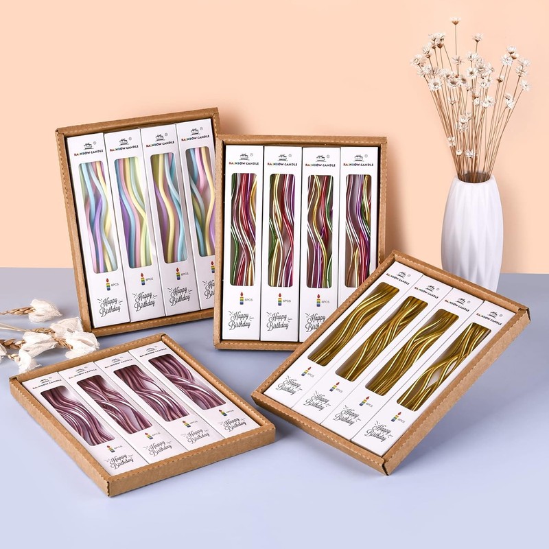 48-Count Gold Spiral Long Thin Metallic Birthday Candles, Cake Candles, Birthday gallery
