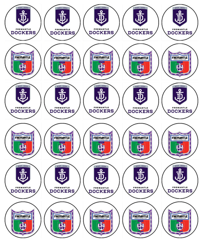 Fremantle Dockers Football Edible Cupcake Toppers Wafer Decorations (2 Sizes)