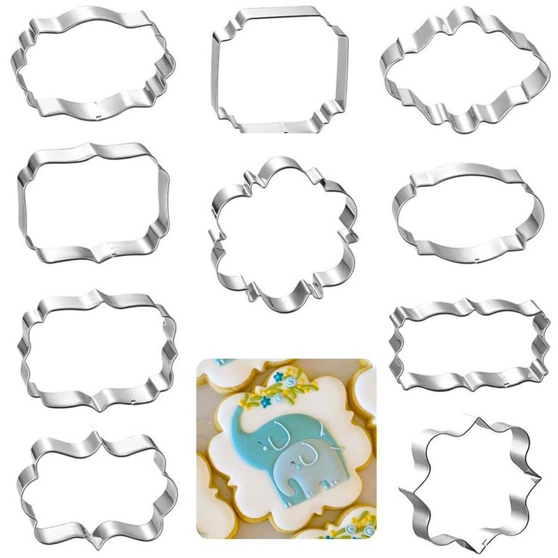Metal Cookie Cutters Set 10pcs, DIY Pancake Fondant Decorations, Silver