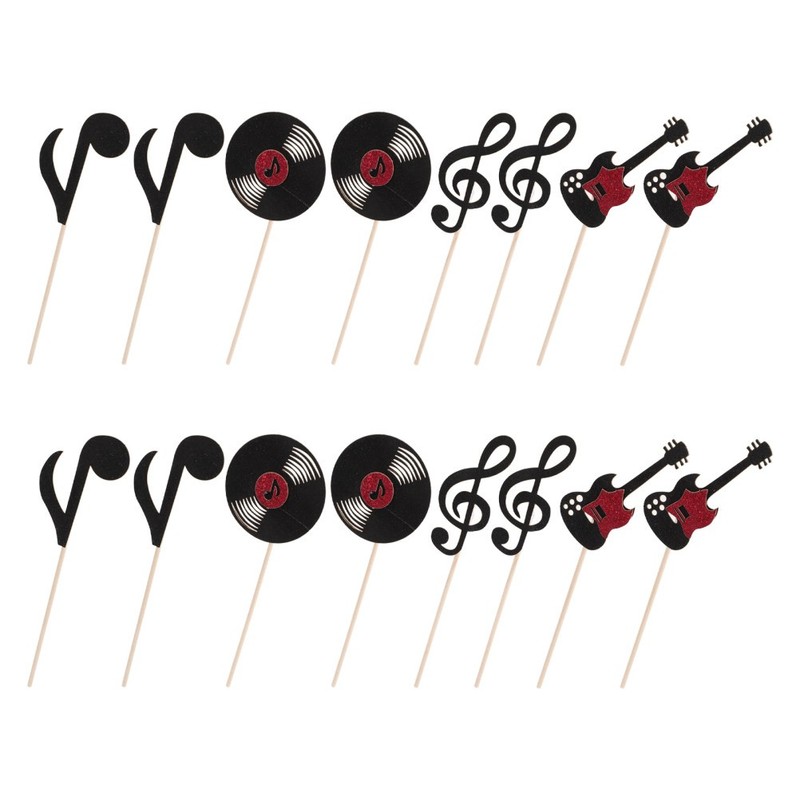 24 Pcs Music Party Decoration Cake Topper Cocktail Food Fruit Toothpick Dessert gallery