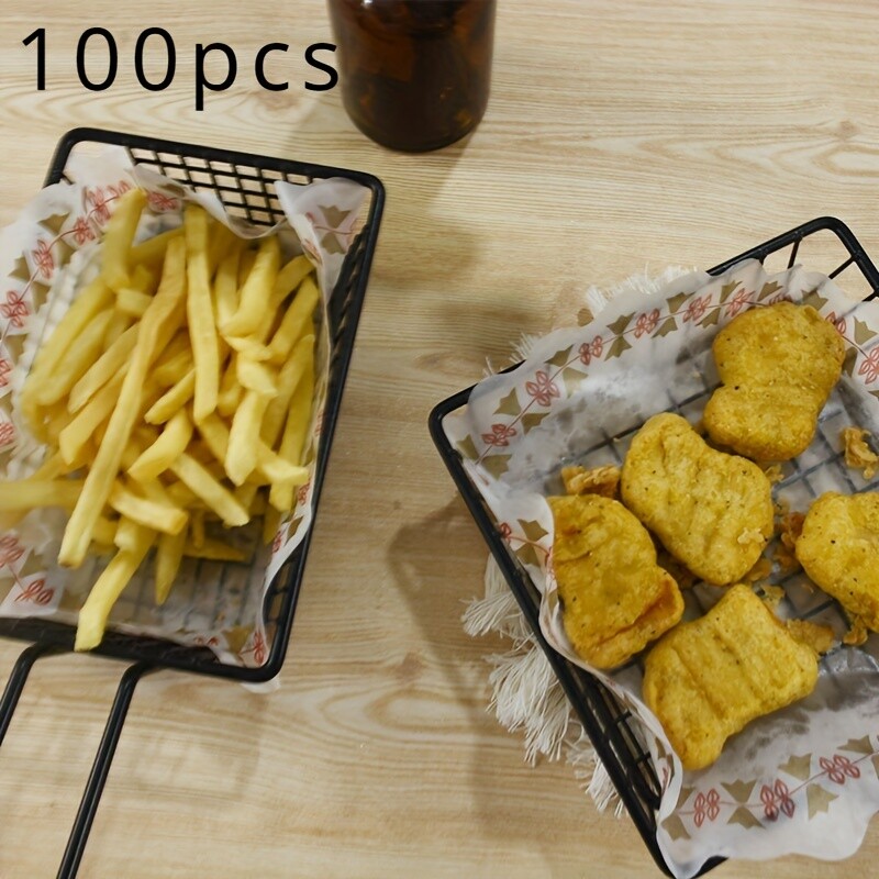 100PCS Floral Round Fried Food Pad Doilies Paper Lace Placemats Disposable gallery