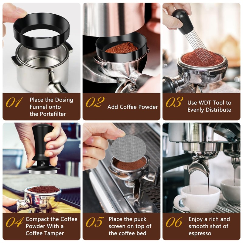 Y-Step 25 PCS Espresso Accessories Kit, Tamper Kit 51mm, Black gallery