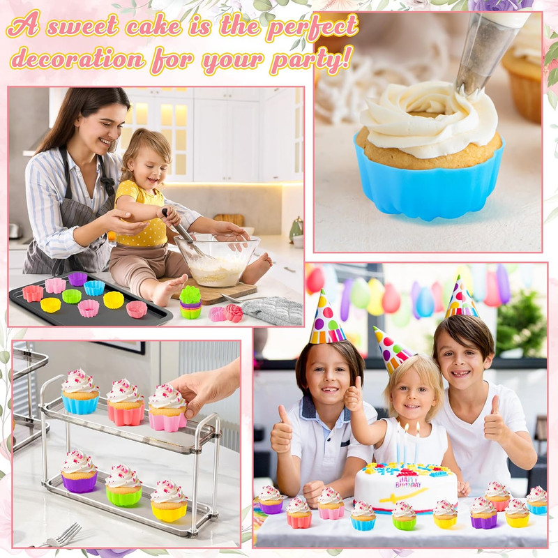 Paquete de 42 moldes de silicona para cupcakes. gallery