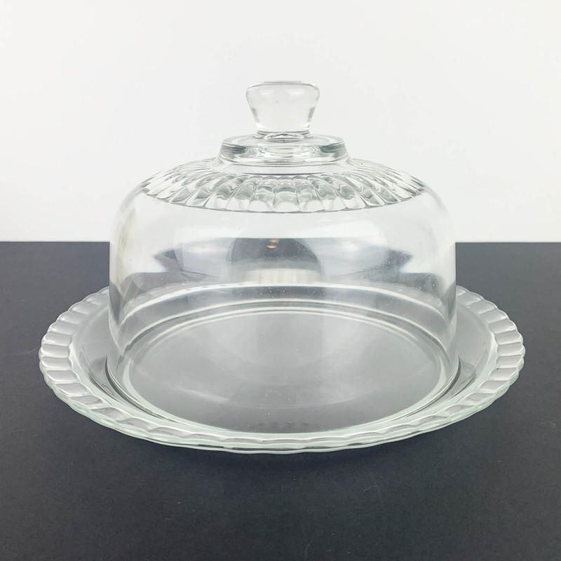 Arcoroc France rare vintage patisserie plate with dome | cakes dish with cloche