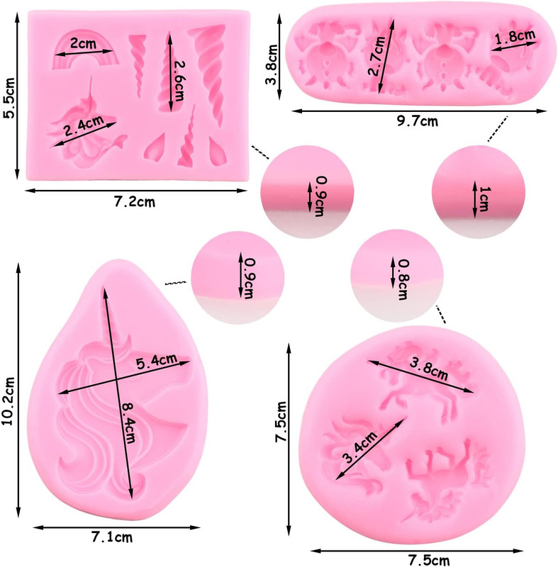 Unicorn Silicone Molds Unicorn Horn Ears Rainbow Fondant Molds for Cake Decorati gallery