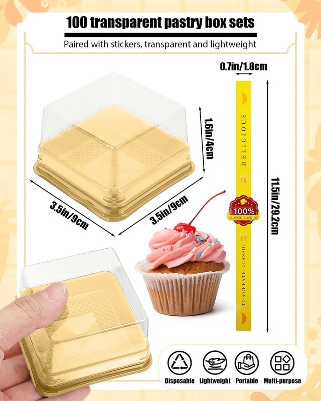 Mini Cake Boxes, 100 Pack Desert Containers With Lids Mooncake Box Mini Desse... gallery