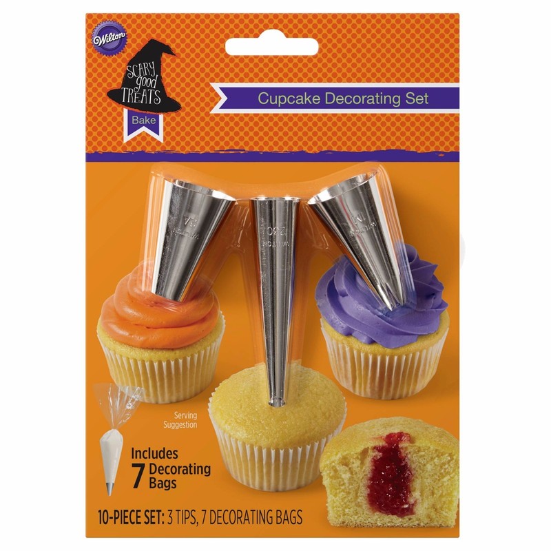 New ! Wilton 10 piece Set cupcake Decorating Set Includes 7 Decorating Bags