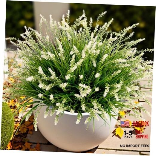 Artificial Faux Plants Flowers for Outdoor Decorations, Fake 12 Pcs White