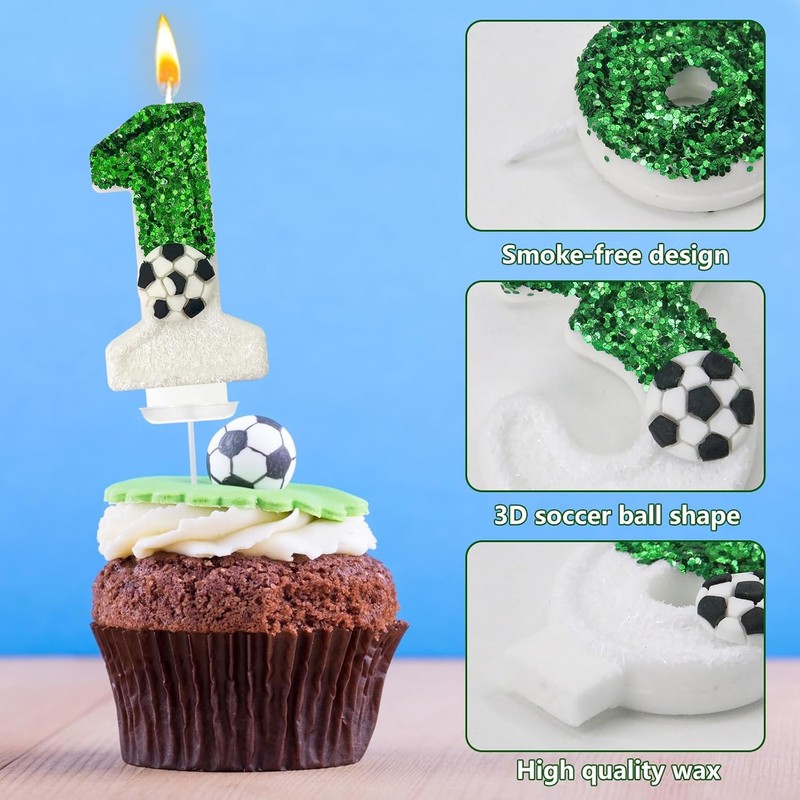 Birthday Candles，Soccer Birthday Decorations，Soccer Cake Topper,for Girl and boy gallery