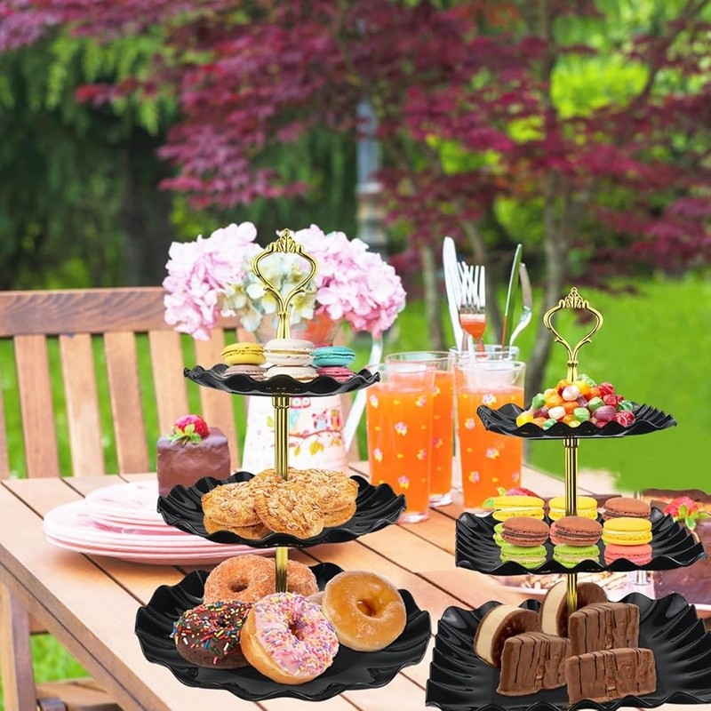 3 Pack Cake Stand Serving Trays Parties Dessert Display Indoor Outdoor Use gallery