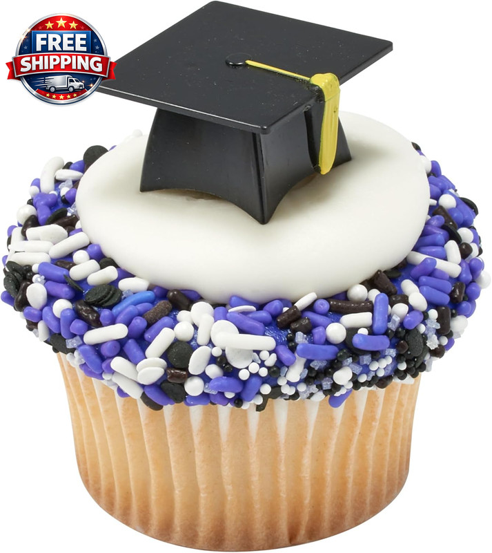 Grad Hat Cupcake Toppers, 24 Graduation Cake Pics, Black Grad Hat Decopics, Food gallery